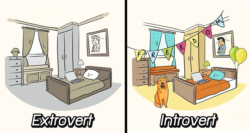 10 ภาพวาดการ์ตูนอธิบายความแตกต่างระหว่าง Introvert และ Extrovert ได้เป็นอย่างดี!