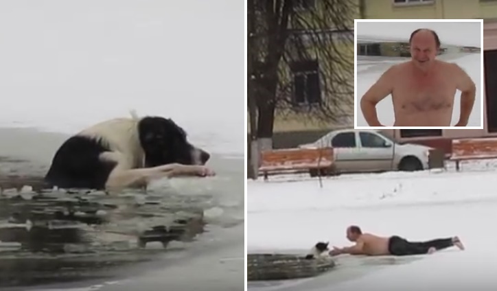 ยกย่องฮีโร่รัสเซีย ยอมถอดเสื้อวิ่งเท้าเปล่า เข้าไปช่วยสุนัขที่ตกลงไปในบ่อน้ำแข็ง!!