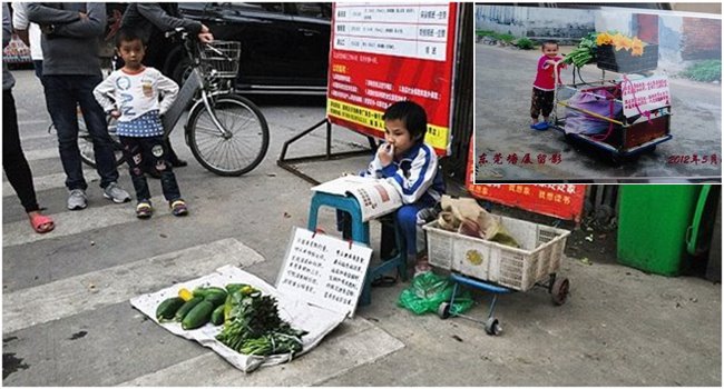 หนูน้อยจีนวัย 8 ขวบ นั่งขายผักข้างถนนนานกว่า 5 ปี หวังเก็บเงินออกตามหาพ่อแม่!!