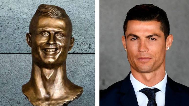 สนามบินบ้านเกิด Ronaldo ทำรูปปั้นยกย่อง โดนชาวเน็ตแซว เพราะไม่เหมือนตัวจริงซักกะตี๊ดดด!!