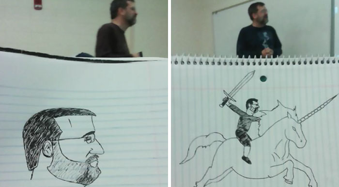 นักเรียนขี้เบื่อวาดรูป “อาจารย์” มาตลอดเทอม ในแต่ละคาบก็พัฒนาฝีมืออย่างก้าวกระโดด!!