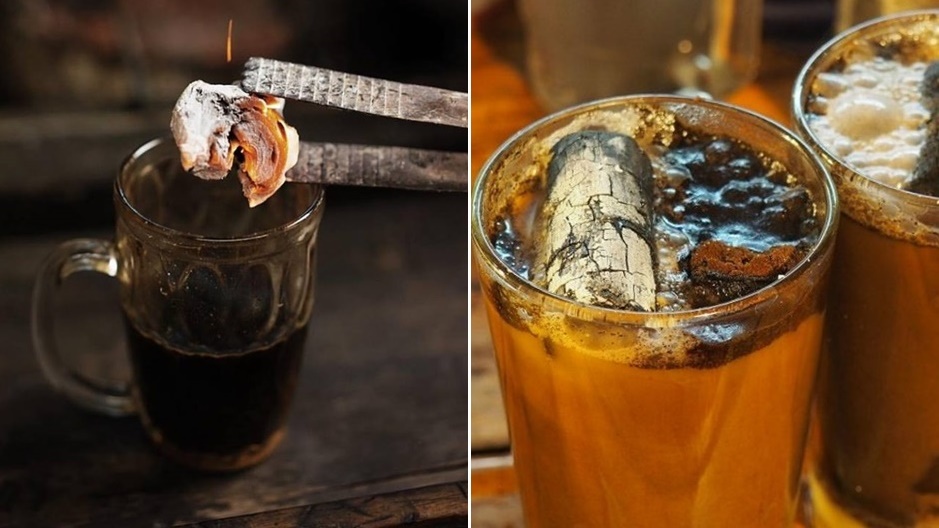 เครื่องดื่มสุดแปลกจากอินโดนีเซีย “กาแฟถ่านชาโคล” คีบถ่านร้อนๆ ในลงไปในแก้วกาแฟ!?