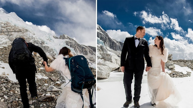 คู่รักพิสูจน์รักแท้พากันขึ้นยอดเขาเอเวอเรสต์ เพื่อไปถ่ายพรีเวดดิ้ง ณ จุดสูงที่สุดของโลก!!