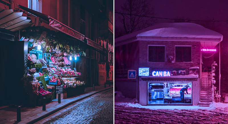 ช่างภาพสาวเปลี่ยน “เมืองอิสตันบูล” วันหิมะตก ให้กลายเป็นเมืองสุดเหงาด้วยโทนสีนีออน…