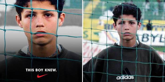 Nike ใช้ภาพ Ronaldo ตอนเด็กในงานโฆษณา ชาวเน็ตก็แซวว่าเขาใส่เสื้อ Adidas นะเฮ้ย!?