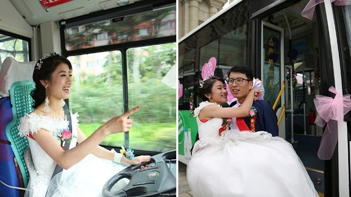 คนขับรถสาว ขอขับรถเมล์พาสามีไปงานแต่งตัวเอง เพื่อให้มันเป็นสักขีพยานในวันสำคัญ