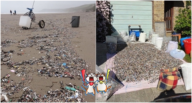 หนุ่มพลเมืองดี “เก็บขยะ” ตามชายหาดได้ 35 ถุง นำมาสร้างเป็นศิลปะ สะท้อนปัญหาขยะ!!