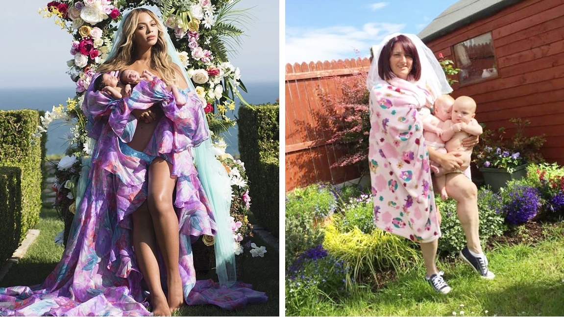 เหล่าชาวเน็ตพ่อแม่ โพสต์ภาพต้านขุ่นแม่ Beyonce อุ้มลูกแฝด ของจริงมันต้องแบบนี้!!