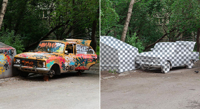 ศิลปินชาวรัสเซีย “ลบรถ” ออกไปจากสถานที่จริง ราวกับใช้โฟโตช็อปซะงั้น!!?