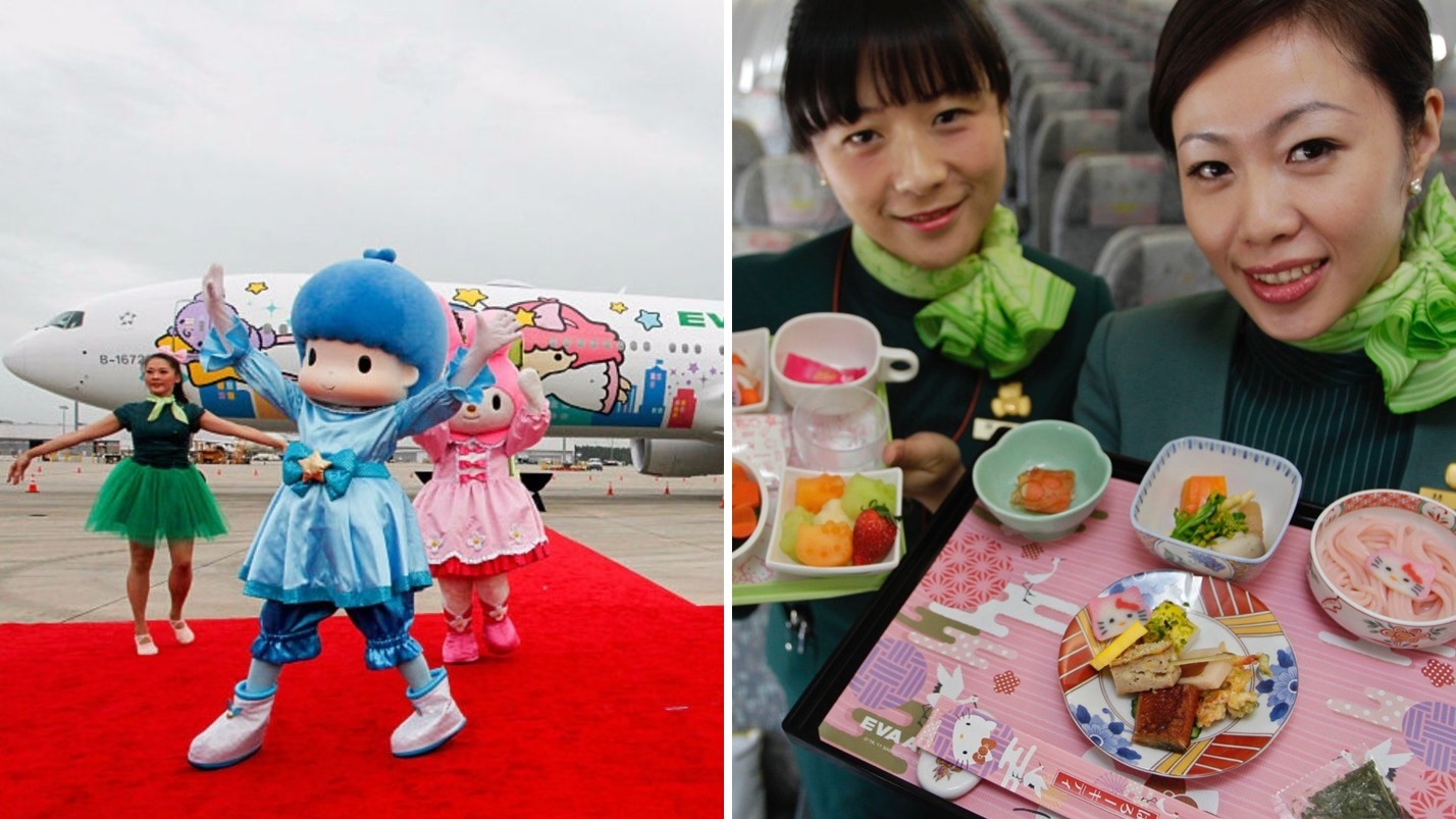 พาชมบรรยากาศในสายการบิน Eva Air ในธีม Hello Kitty จะน่ารักมุ้งมิ้งกินไปแย้ววว