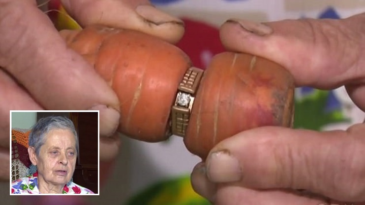 คุณยาย 84 ปี เจอแหวนหมั้นที่หลุดหายไปเมื่อ 13 ปีก่อน ติดอยู่ในแครอทที่ปลูกไว้ในสวน…
