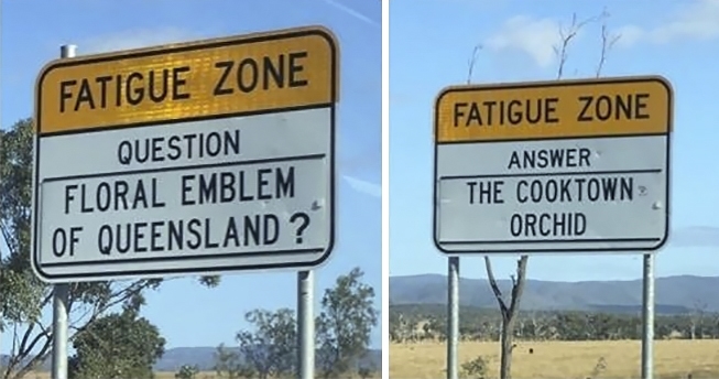 ออสเตรเลียเกิดไอเดีย “ป้ายหรรษา” ลดปัญหา หลับในบนถนนที่ยาวที่สุดในประเทศ