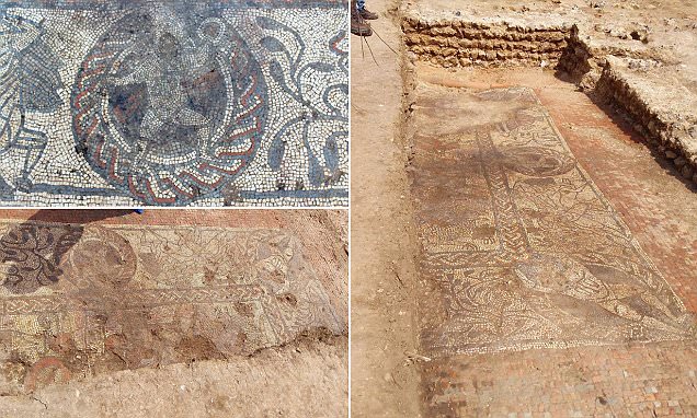 ค้นพบกระเบื้องโมเสกโรมันอายุ 1,600 ปี ที่น่าตื่นตามากที่สุดในรอบ 50 ปีของอังกฤษ