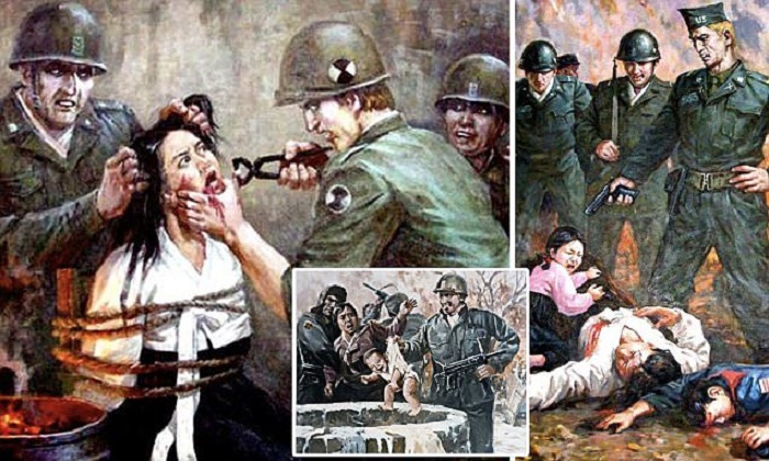 ภาพโฆษณาชวนเชื่อจากเกาหลีเหนือ บอกเล่าความโหดร้ายของทหารอเมริกันในช่วง ‘สงครามเกาหลี’