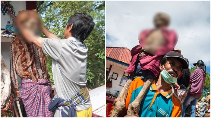 พิธีกรรม “ขุดศพคนตาย” ของชาวอินโดนีเซีย ชำระล้างแต่งตัวให้ แล้วพาเดินแห่รอบหมู่บ้าน…