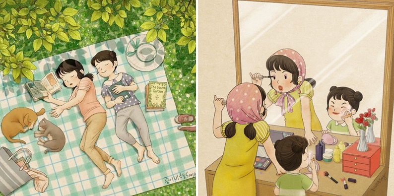 ศิลปินเกาหลีวาดภาพการ์ตูนบอกเล่าเรื่องราวชีวิตอันแสนสนุก ที่ได้เติบโตมากับพี่สาว