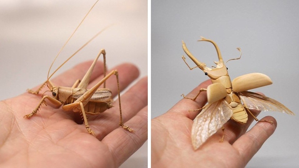 ผลงานของศิลปินญี่ปุ่น สรรค์สร้างแมลงขนาดเท่าตัวจริง จาก ‘ไม้ไผ่’ ธรรมด๊าธรรมดา