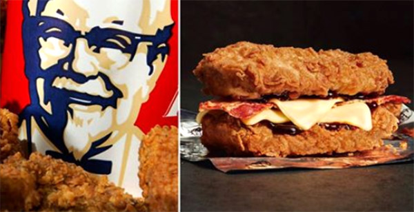 KFC อังกฤษออกเมนู “Double Down” เบอร์เกอร์แบบใหม่ที่ใช้ไก่ทอดประกบแทนขนมปัง!!