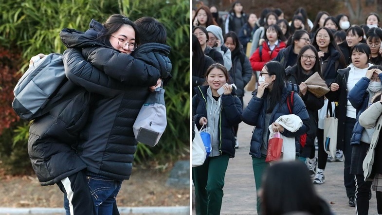 ชมบรรยากาศในวันสอบ ‘ซูนึง’ ของเกาหลีใต้ ครอบครัวและรุ่นน้องมาเชียร์อย่างคับคั่ง