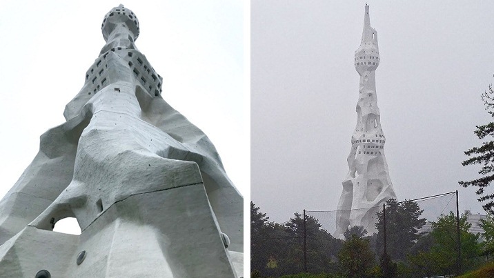 ‘Daiheiwa Kinento’ หอคอยขาวโพลนทรงประหลาด ใจกลางเมืองทนดะบะยะชิ ประเทศญี่ปุ่น