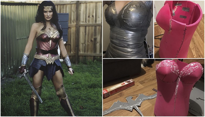 Wonder Woman ตัวจริง!! สาวสร้างชุดเกราะสุดเจ๋งขึ้นจากเสื่อโยคะและเทป แต่ผลลัพธ์เจ๋งสุดๆ