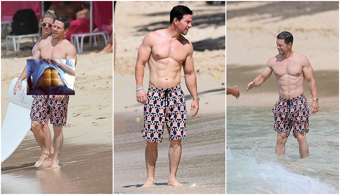 Mark Wahlberg ไปพักร้อนที่ชายหาดกับภรรยา แต่ดูแล้วขนมปังแพของเขาจะไม่หยุดพักตามนะเนี่ย