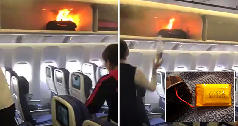 พาวเวอร์แบงก์เกิดไฟลุกไหม้บนเครื่องบิน นี่เป็นเหตุผลว่าทำไมเขาไม่ให้โหลดใต้เครื่อง