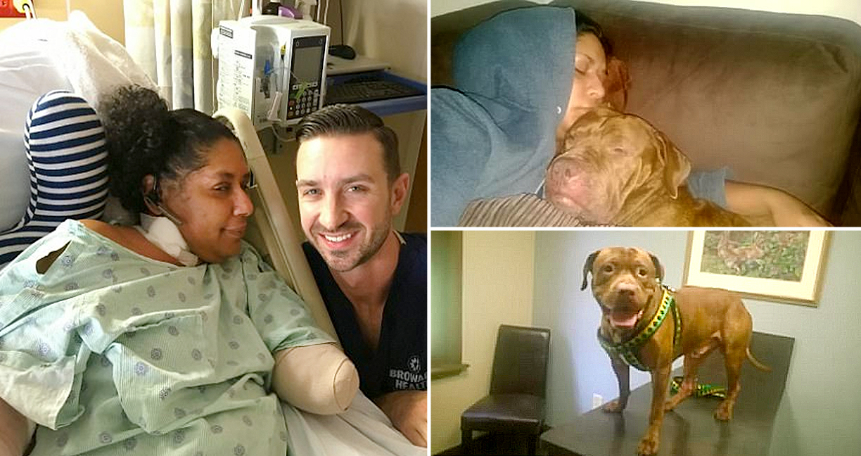 หญิงสาวโชคร้าย ถูกสุนัขพิตบูลล์ที่เลี้ยงไว้นาน 9 ปี กัดแขนขาดจมกองเลือด