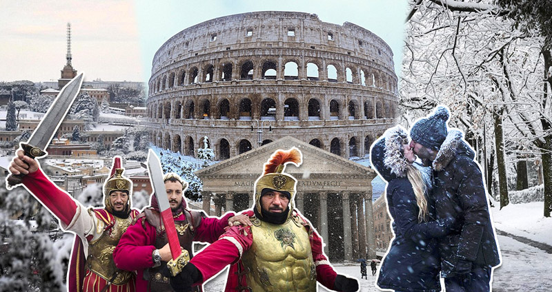 บรรยากาศ ‘กรุงโรม’ ใต้หิมะอันขาวโพลนครั้งแรกในรอบ 6 ปี หลังถูกพายุ Arctic พัดกระหน่ำ!!