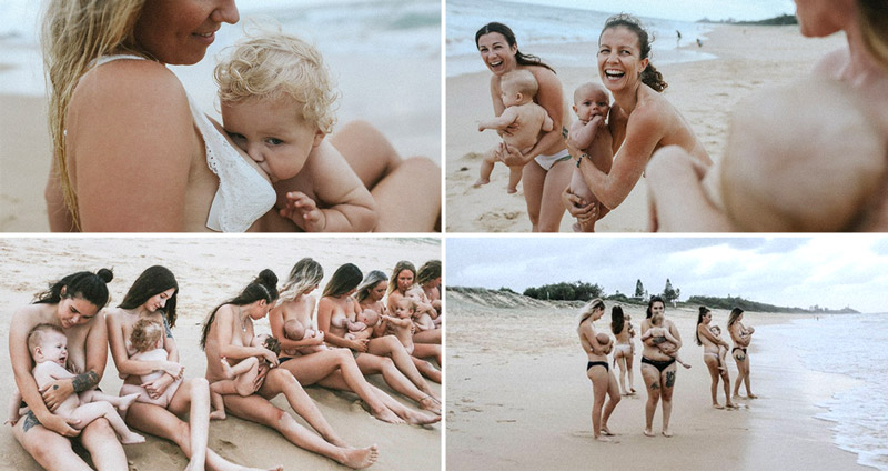 ชุดภาพถ่ายหญิงสาวเปลือยกายให้นมลูกริมหาด เผยความงดงามของการเริ่มต้นเป็น ‘แม่’