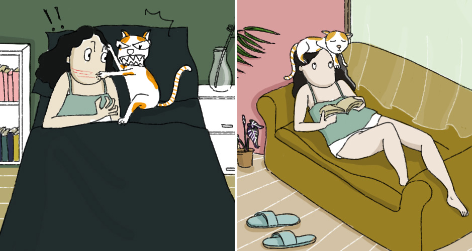 16 ภาพวาดการ์ตูนสุดคิ้วท์ สะท้อนชีวิตของ “ทาสแมว” ความจริงที่เราต้องเจอ!!