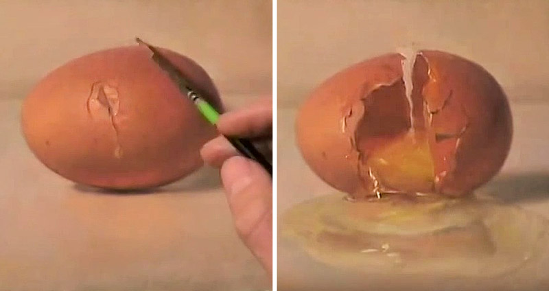 สุดยอดงานศิลป์ระดับมหาโหด ตอกไข่เพียงใช้แค่ปลายพู่กัน เห็นผลสุดท้าย ‘งงเป็นไก่ไข่แตก’