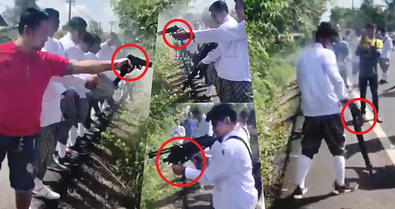 รุมประนาม กลุ่มชายแต่งชุดไทย “ยิงปืนในงานบวช” มีอาวุธสงคราม ตำรวจเร่งตามตัว!!