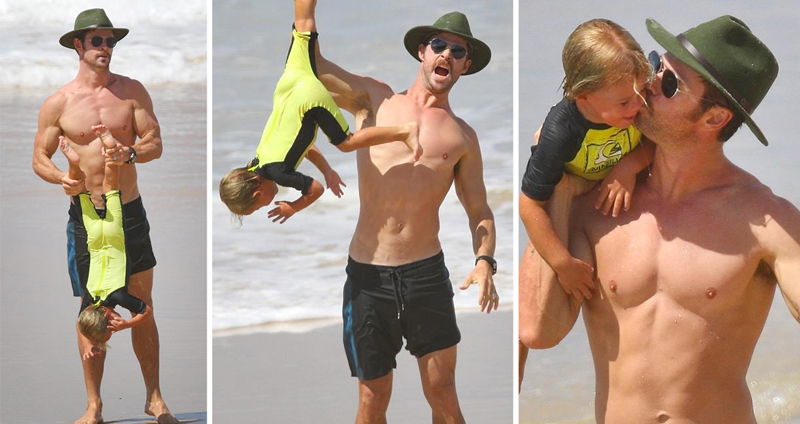 ภาพครอบครัวสุขสันต์ของ Chris Hemsworth คนอะไร๊เล่นกับลูกอย่างกับไม้เกาหลัง!?