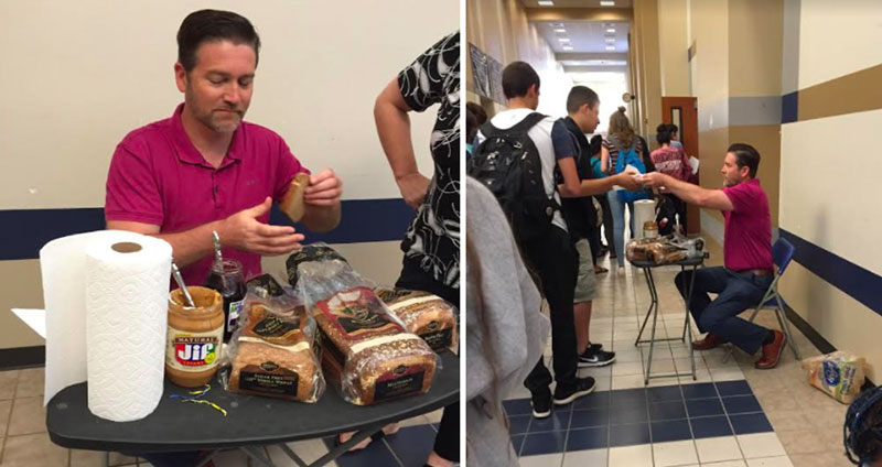 คุณครูผู้น่ารัก นั่งทำอาหารเช้าหน้าห้องเรียน มอบให้กับนักเรียนที่ไม่มีอาหารพกติดตัวมา…
