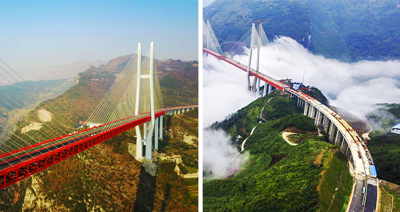 สะพานเป่ยผานเจียง สะพานแขวนที่สูงที่สุดในโลก จากทางตะวันตกเฉียงใต้ของประเทศจีน