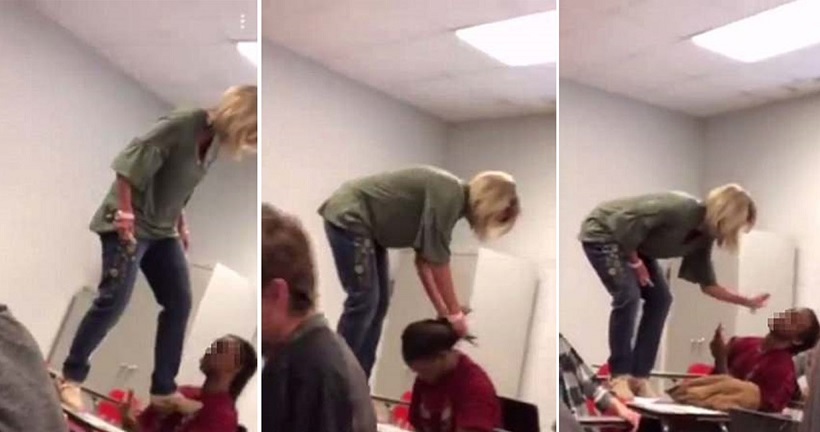 คุณครูสาวถูกไล่ออก หลังมีคลิปเธอ “ยืนกระทืบเท้าบนโต๊ะ” เพื่อปลุกนักเรียนที่แอบงีบ