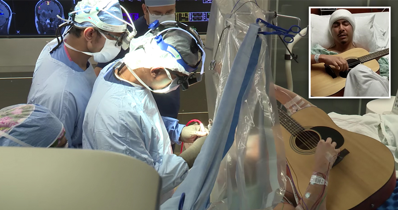 แพทย์แนะหนุ่มนักดนตรี ให้เล่นกีตาร์ระหว่างผ่าตัดเนื้องอกในสมอง ป้องกันอัมพาตหลังผ่า…
