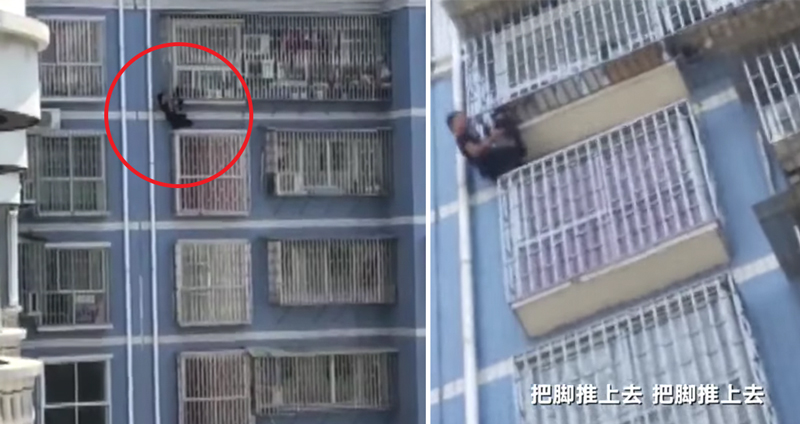 หนุ่มพลเมืองดี ยอมเสี่ยงชีวิตปีนตึก 5 ชั้นด้วยมือเปล่า เพื่อช่วยเหลือทารกที่ห้อยหัวอยู่!!