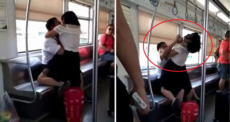 สาวเครียดทะเลาะกับผัวเลยระเบิดอารมณ์สุ่มกัดหน้าคนในรถไฟฟ้าใต้ดิน ไม่พอแก้ผ้าโชว์อีก!!