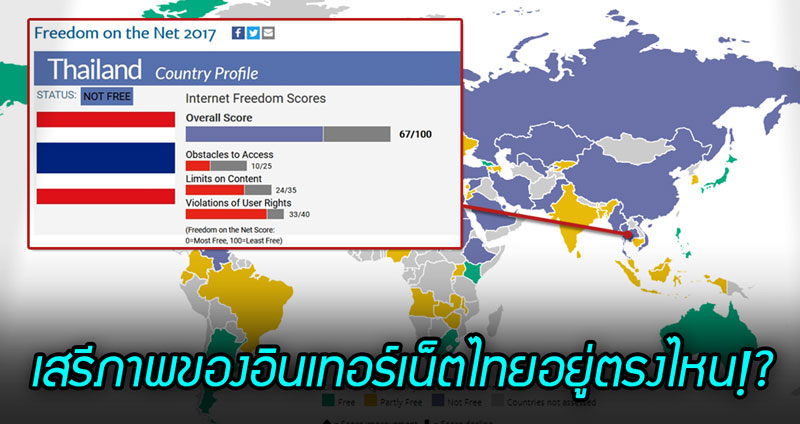 เสรีภาพอินเทอร์เน็ตไทยอยู่ตรงไหน สรุปรายงานประจำปี 2017 คะแนนพุ่งอย่างต่อเนื่อง