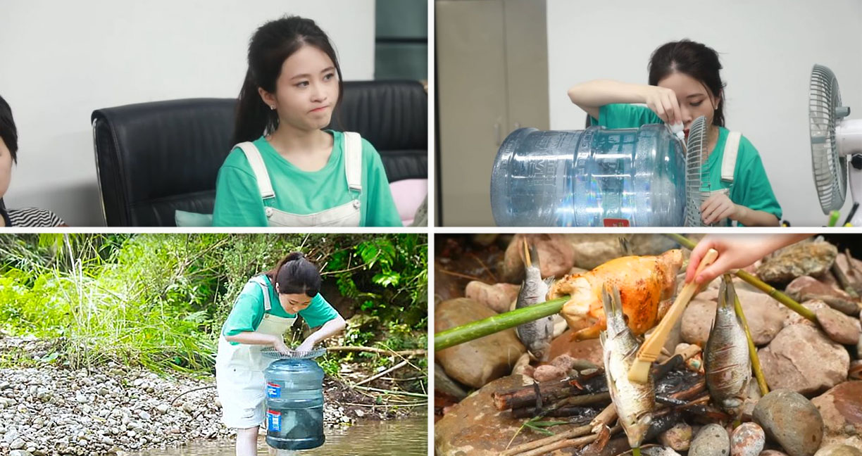 สาวจีนนักประดิษฐ์เอาอีกแล้ว คราวนี้ออกไป “ดักปลา & ย่างไก่” กันนอกออฟฟิศเลยหรา!?