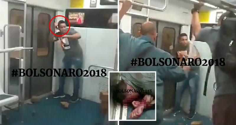 ที่นี่บราซิล!! ชายถือมีดจี้หญิงสาวบนรถไฟ สุดท้ายโดนรุมกระทืบ สลบนอนจมกองเลือด