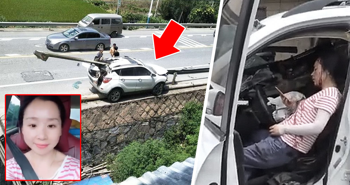เตือนภัย! สาวจีนใช้มือถือ “ถ่ายวิดีโอ” ขณะขับรถ ผลสุดท้ายราว ‘เสียบ’ ทะลุคันรถ…