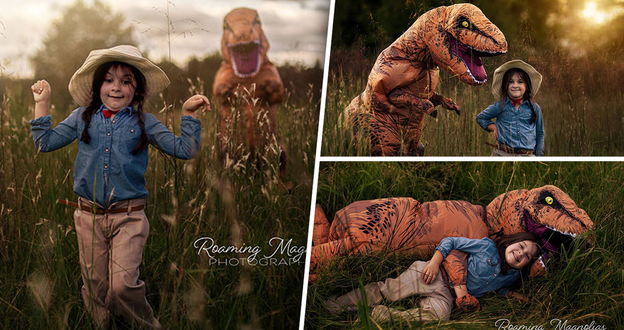 เด็กชายเกลียดกล้อง แม่เลยซื้อชุด T-Rex ให้ใส่ เพื่อถ่าย ‘ภาพครอบครัว’ อินจัดไปแล้วน้อง