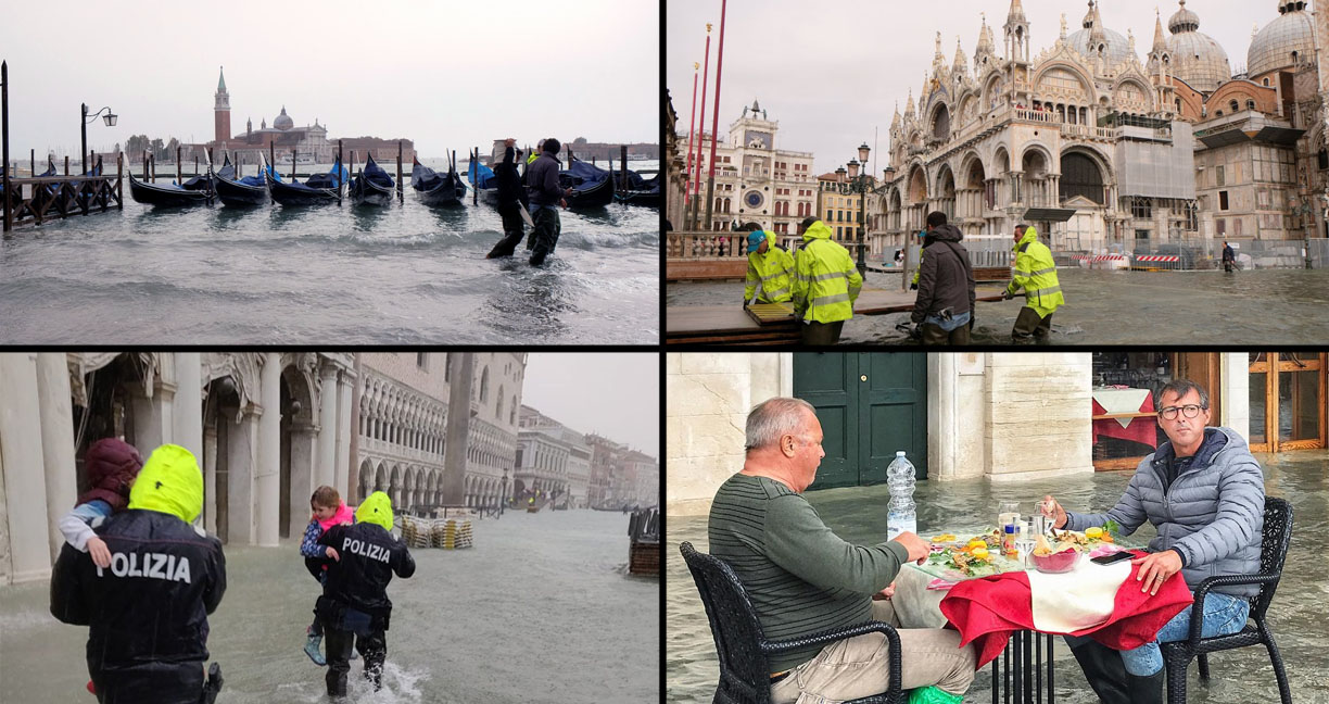 ประมวลภาพ “เวนิส” น้ำท่วมใหญ่ในรอบ 10 ปี พื้นที่กว่า 75% จมอยู่ใต้บาดาล!!