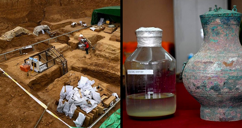 นักโบราณคดีจีนค้นพบ ‘ไวน์อายุ 2,000 ปี’ พร้อมกับของเหลวอยู่ในสภาพดีพร้อมกลิ่นหอม!!