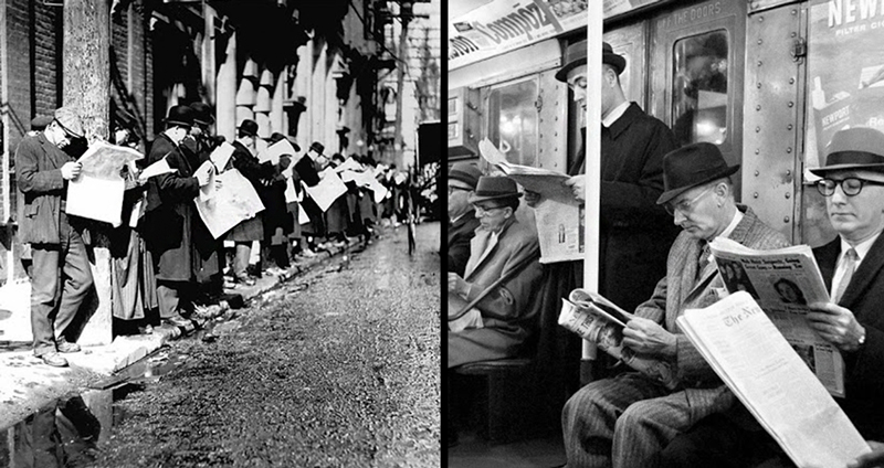 21 ภาพการอ่านหนังสือพิมพ์ในอดีต เพราะ “สังคมก้มหน้า” มีมาก่อนยุคสมาร์ทโฟนเยอะ