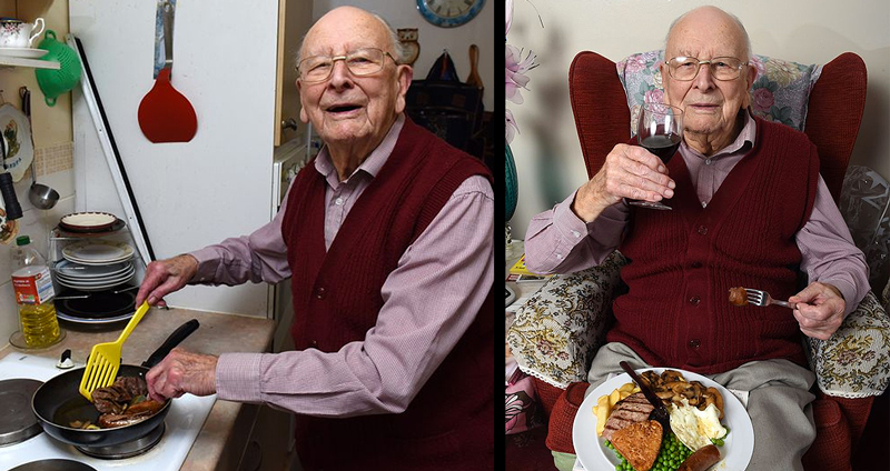 ชายอายุ 100 ปี บอกว่าเคล็ดลับที่ทำให้อายุยืน คือการกิน “ของย่าง” และ “ไวน์แดง” เกือบทุกวัน?!