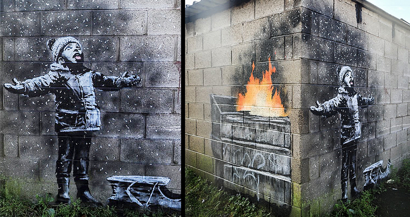 ผลงานสะท้อน 2 มุมในเรื่องเดียวกัน ฤดูหนาวอันโหดร้าย ผลงานใหม่จาก Banksy